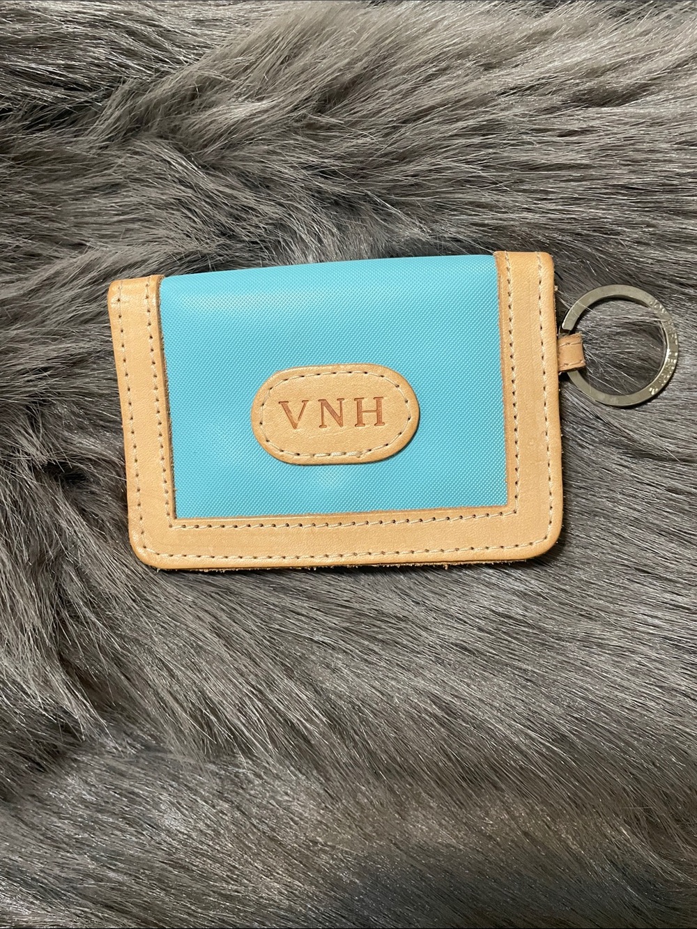 Jon Hart Design Turquoise Card Holder with Tan Trim
